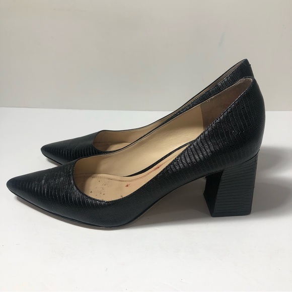 Marc Fisher Leather Black Point Toe Black Heels. Size 9. - Picture 2 of 9